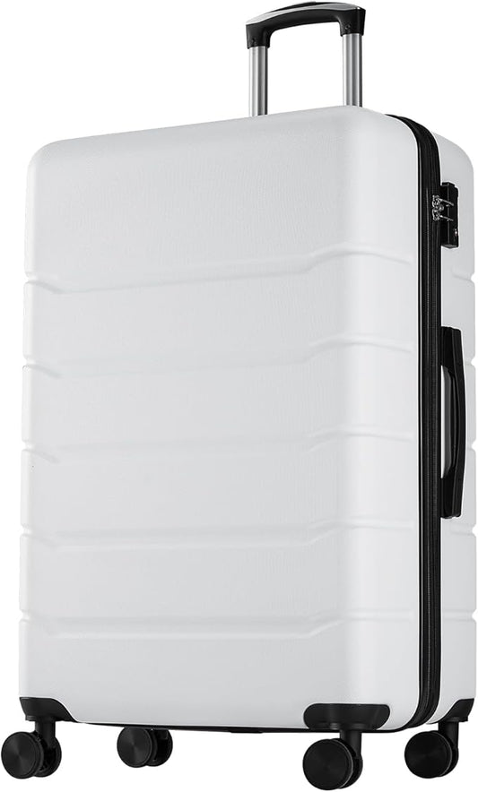 Sweetcrispy Carry on Luggage, Hard Shell ABS Suitcase with Double Spinner Wheels, Lightweight Expandable Rolling Suit Case with TSA Lock, 28 Inch Cream White