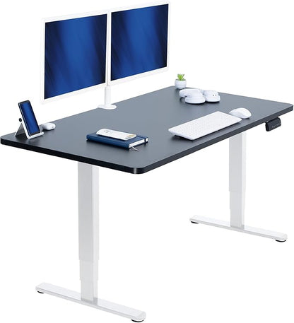 VIVO Electric 55 x 28 in Dual Motor Sit Stand Desk, Memory Height Adjustment, 2B Series, Black Top White Frame, DESK-KIT-2W55B