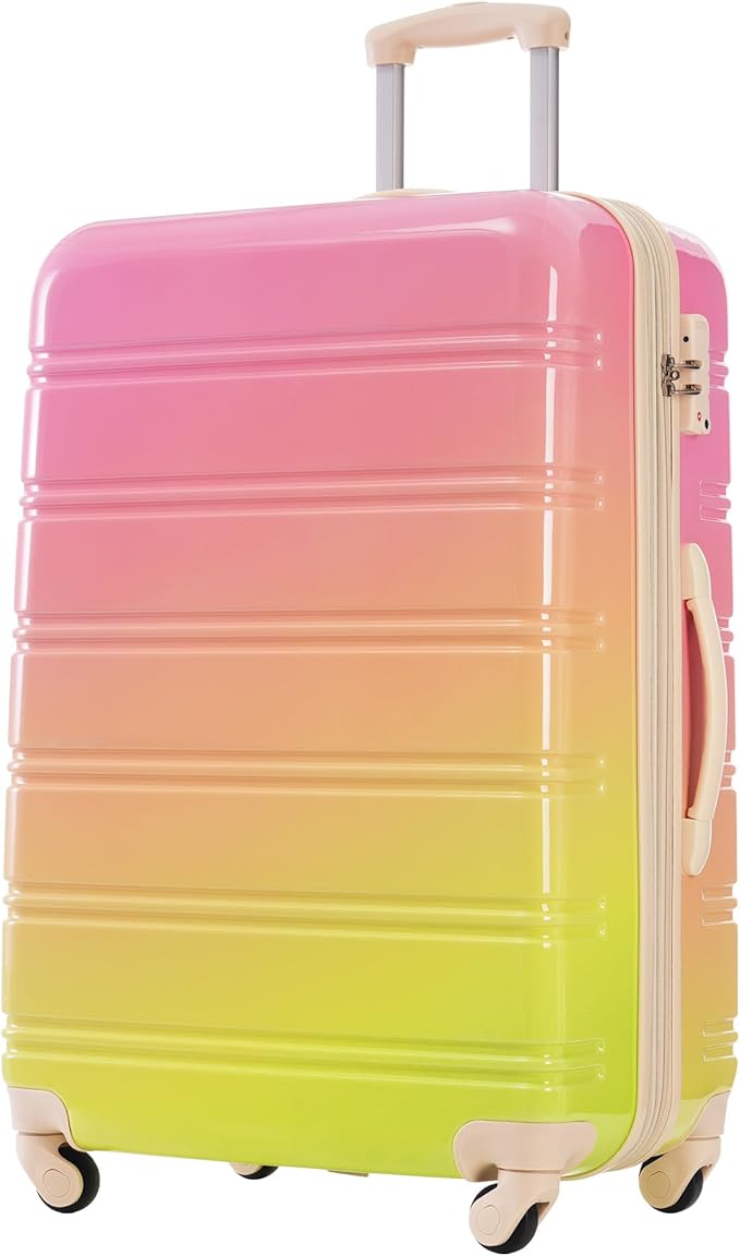 Hardshell Luggage Sets 3 Piece Gradient Color Expandable Suitcase with Spinner Wheels and TSA Lock