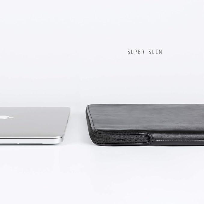 Comfyable Slim Protective Laptop Sleeve Compatible with 13/13.3/14 Inch MacBook Air & MacBook Pro, Mac Travel Case, Laptop Pouch, Slim PU Leather Cover M5/M4/M3/M2/M1 2025-2021, Black