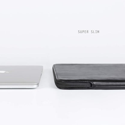 Comfyable Slim Protective Laptop Sleeve Compatible with 13/13.3/14 Inch MacBook Air & MacBook Pro, Mac Travel Case, Laptop Pouch, Slim PU Leather Cover M5/M4/M3/M2/M1 2025-2021, Black