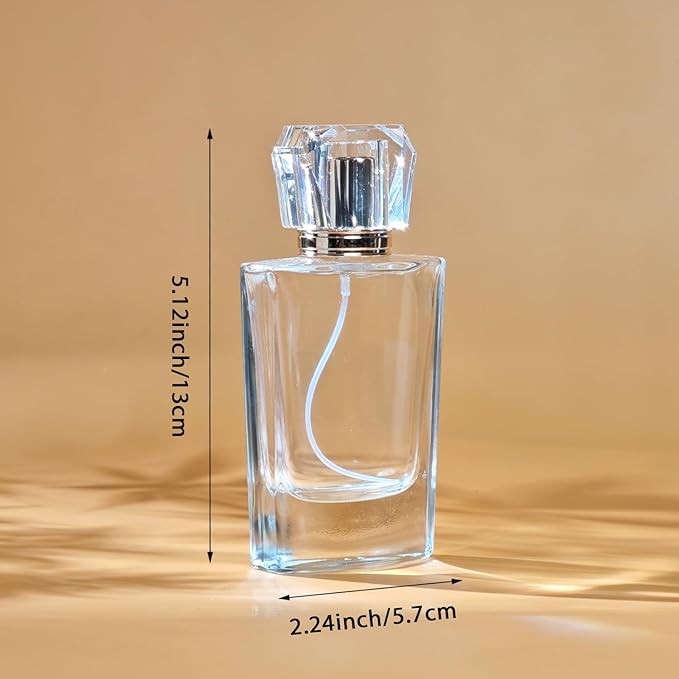 50ml/1.7 Oz Glass Spray Bottle Perfume Atomizer,Empty Refillable Perfume Spray Bottle with 3 Kinds of Dispenser (A6)