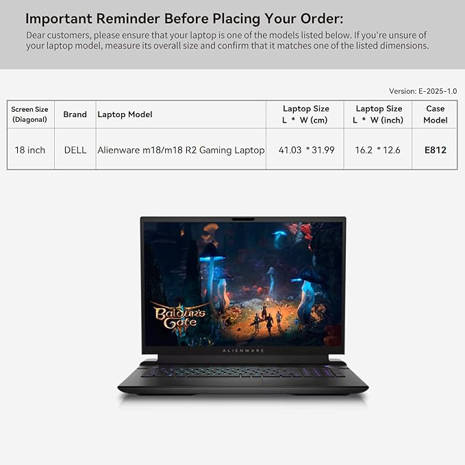 Smatree 18 inch Laptop Sleeve for Alienware 18 Area-51 Gaming Laptop, Alienware m18/m18 r2 GamingLaptop, Protective Computer Case with Accessory Pocket, Patented Super Corner Design (E812)