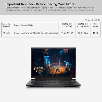 Smatree 18 inch Laptop Sleeve for Alienware 18 Area-51 Gaming Laptop, Alienware m18/m18 r2 GamingLaptop, Protective Computer Case with Accessory Pocket, Patented Super Corner Design (E812)
