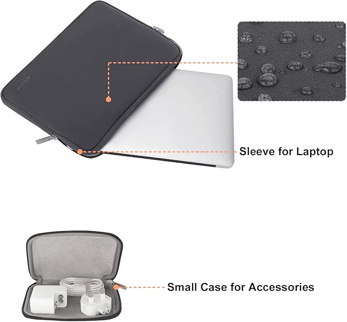 MOSISO Laptop Case 13.3 inch, 13-13.3 inch Laptop Sleeve Bag Compatible with MacBook Air/Pro 13/Pro 14 M5 M4 M3 M2 M1, HP Dell ASUS Lenovo, Neoprene Computer Sleeve Bag with Small Case, Space Gray