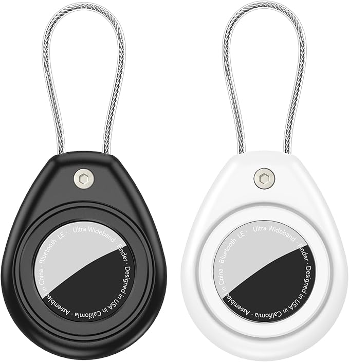 HATALKIN Compatible with AirTag Holder Air Tag Keychain Case with Screen Protector, IP68 Waterproof Air Tags Key Chain for Apple Tag GPS Tracker, Air Tags-4 Pack Holder for Luggage Key,Backpack