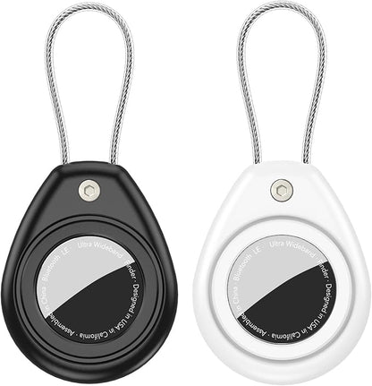 HATALKIN Compatible with AirTag Holder Air Tag Keychain Case with Screen Protector, IP68 Waterproof Air Tags Key Chain for Apple Tag GPS Tracker, Air Tags-4 Pack Holder for Luggage Key,Backpack