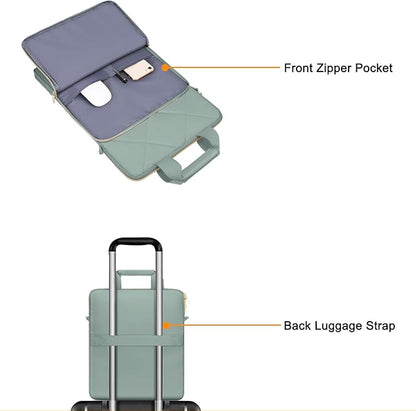 MOSISO Vertical Laptop Shoulder Bag,Computer Bag,Rhombus Quilted Messenger Bag with Front Pocket&Handle&Belt