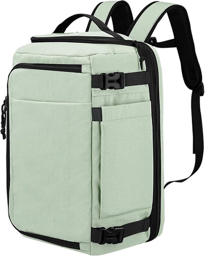 Carry On Travel Backpack with Shoe Compartment Flight Approved Laptop Backpack Expandable Work Business Backpack for Women Men Casual Daypack, Light Green