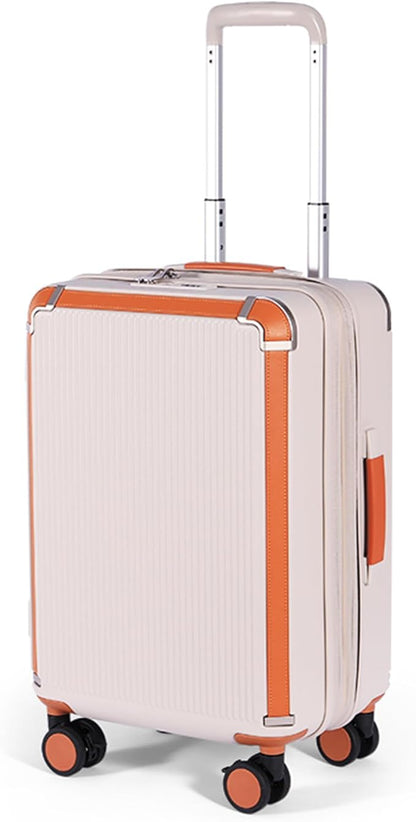 feilario 20in Hardshell Carry-On Luggage Lightweight Spinner Brake Wheels Suitcase with Zipper Closure, Airline Approved, TSA-Accepted Lock & Side Hooks (Beige (zipper closure), 20in)