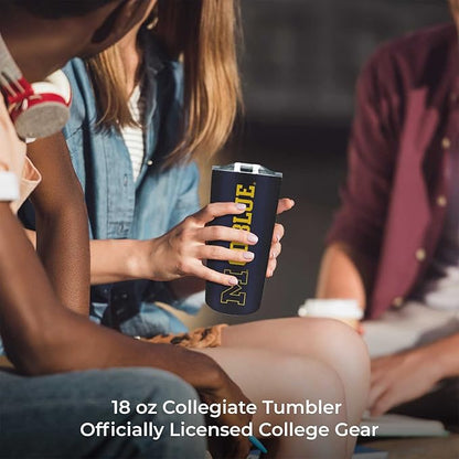 Campus Colors NCAA Stainless Steel Tumbler perfect for Gameday - 18 oz - Double Walled - Keeps Drinks Perfectly Insulated (Michigan Wolverines - Navy)