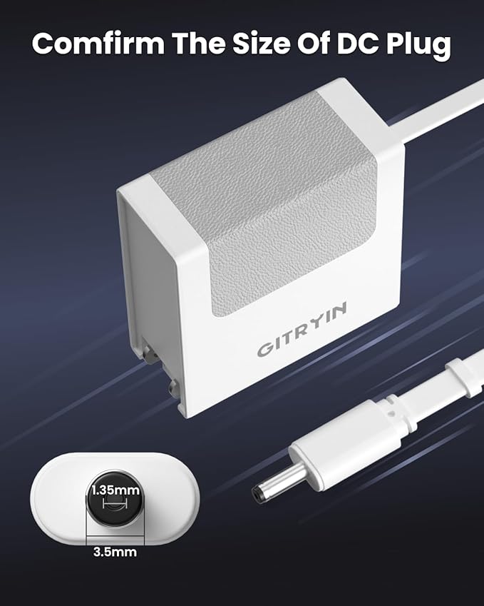 Gitryin 12V 2.5A Power Supply Adapter with Retractable 33.5in DC Power Cord, 30W Retractable Charger with Foldable Plug, Compatible for LED Strip Light, Camera, BT Speaker, GPS, Webcam, Router, TV Box
