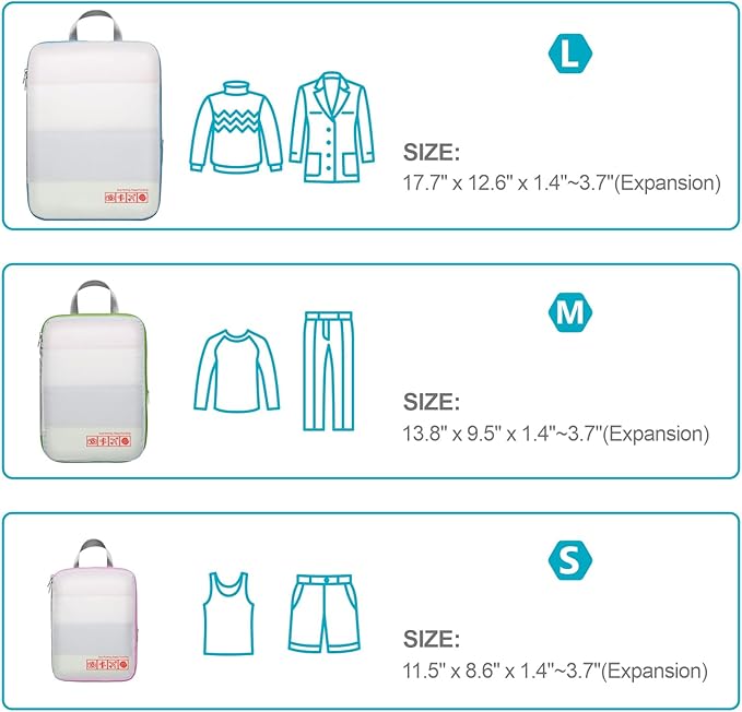 Cambond Compression Packing Cubes for Travel Women - Expandable Travel Bags Luggage Organizers Travel Essentials Compression Cubes for Travel Carry on Suitcases Organizer