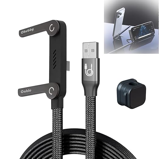 2-in-1 Invisible Holder Charger Cable, Charge Stand 2 in 1 Cable, Invisible Stand Charging Cables, Fast Charge USB C 90 Degree Cables, Multi-Functional High Speed for Gaming