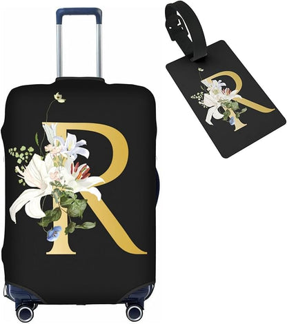 Decorative R Suitcase Protectors Elastic Washable Luggage Covers With Concealed Zippers For 18-32 Inch Luggage (Size S: Fits 18-21 Inch)