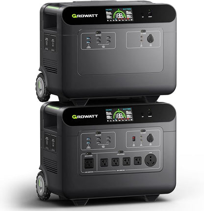 GROWATT HELIOS 3600 Portable Power Station and BP3600 Expansion Battery,7372Wh LiFePO4 Batteries 120V/240V 3600W AC Outpu Solar Generator for Home Backup, RVs, Power Outages, and Outdoor Camping
