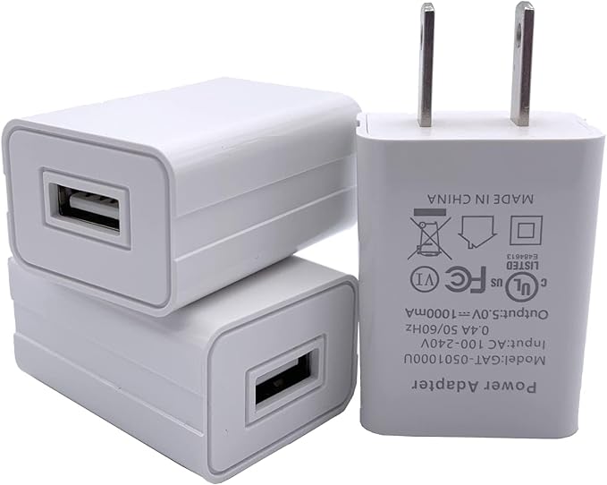 Wall Charger Cube 5V1A USB Power Supply Charging Block Universal Wall Plug Brick Portable Travel Fast Charger Power Adapter for iPhone, Samsung Galaxy, LG (3PCS-White)