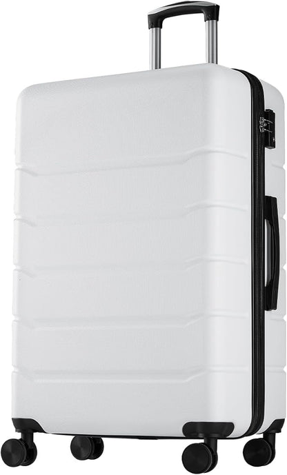Sweetcrispy Carry on Luggage, Hard Shell ABS Suitcase with Double Spinner Wheels, Lightweight Expandable Rolling Suit Case with TSA Lock, 21 Inch Cream White