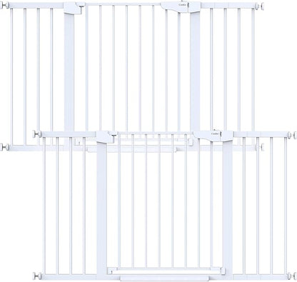 Cumbor 2 Pack 29.7-54.2" Baby Gate for Stairs, Mom's Choice Awards Winner-Auto Close Dog Gate for Doorways, Easy Install Pressure Mounted Pet Gate Indoor, Wide Safety Gate for Dog, White