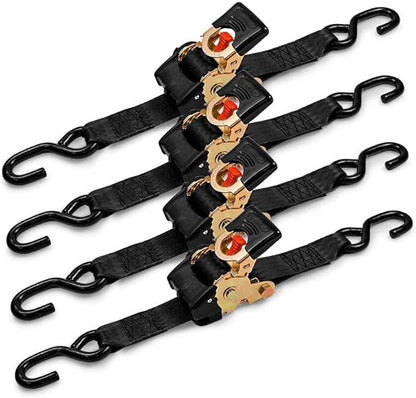 DC Cargo Mall Auto Retractable Ratchet Straps (4-Pack) 2” x 6ft, Super Heavy Duty, 4,033lb Break Strength – Tie Down Straps for Cargo, Truck, Trailer, Boats