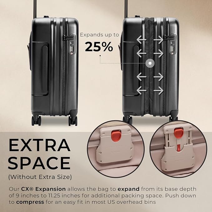 Briggs & Riley 21" Global Carry On Expandable Spinner - Luggage for Travel, Suitcases with Wheels, Hardside Rolling Bag for Men & Women, Self-Repairing Zipper - Sympatico Collection, Black