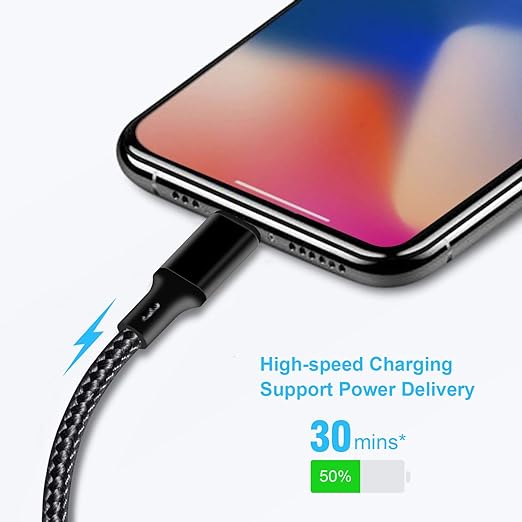 cugunu USB C to Lightning Cable 5 Pack 3/3/6/6/10FT iPhone Charger Apple MFi Certified Power Delivery Fast Charging Cord Compatible with iPhone 14/13/12/11/XS/XR/X/8 - Black