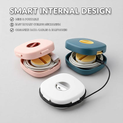 2 in 1 Cable Winder with Phone Stand, Durable Cable Organizer and Charging Stand, Cord Cable Winder Organizer with Phone Stand Rotate, for Charging Cable Case Earphones USB Wires (White)