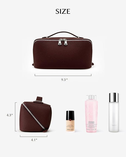EACHY Makeup Bag,Large Capacity Travel Makeup Bag,Waterproof Portable Open Flat Toiletry Bag Cosmetic Bag with Divider and Handle