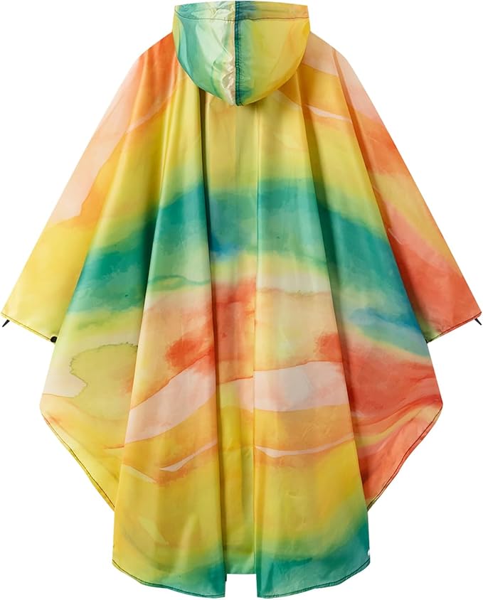 Hooded Rain Ponchos for Adult - Rain Coat and Rain Jacket with Waterproof Pocket and Zipper