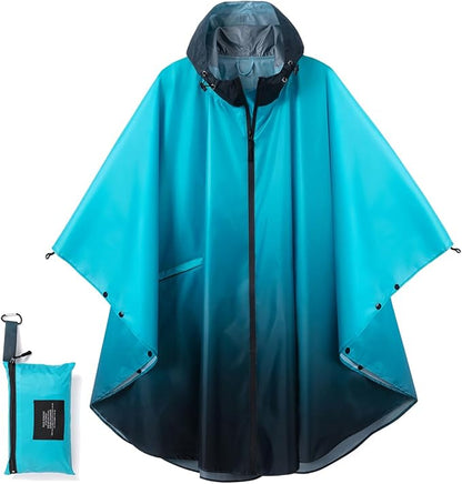 Fashion Hooded Rain Poncho Waterproof Raincoat Jacket with pocket for Women/Men/Adult
