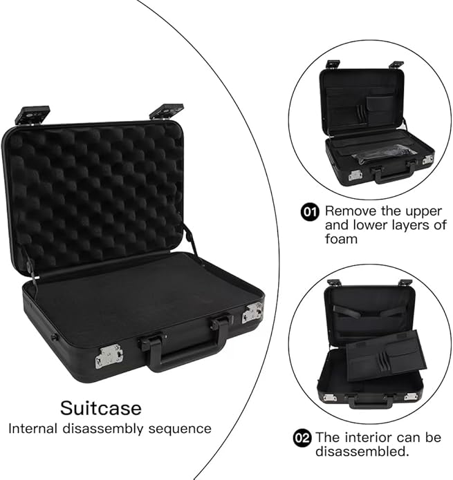 Metal Briefcase with Removable Shoulder Strap 14 Inch Laptop Brief Case Business Case Lawyer Briefcases