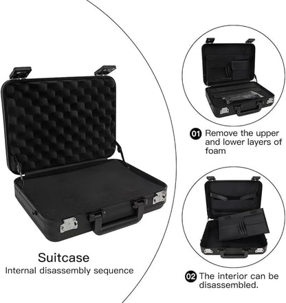 Metal Briefcase with Removable Shoulder Strap 14 Inch Laptop Brief Case Business Case Lawyer Briefcases