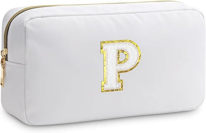 Initial P Makeup Bags Initial Letter A-Z Cosmetic Bag for Women Friends Daughter Sister Mom Inspirational Gifts Travel Toiletry Bag Christmas Birthday Gifts for Her Bridesmaid Bff Makeup Pouch P