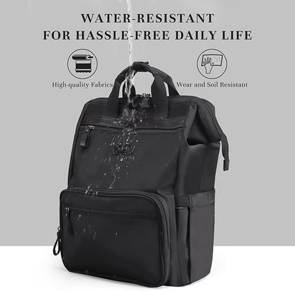 Timeet Laptop Backpack for Women Men, 17 Inch Travel Backpack with USB Charging Port, Water Resistant & Anti-theft for Work College Business, Multifunctional Carry on Backpack, Mousse Black