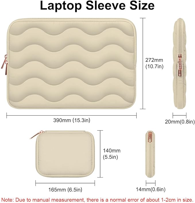 ARVOK Puffy Laptop Sleeve 15-16 inch for MacBook Air 15 inch/Pro 16 inch, Laptop Case Notebook Computer/Tablet Pouch Cover for HP/Dell/Asus/Acer/Samsung, Extra Bag, Women, Cute Carrying Case