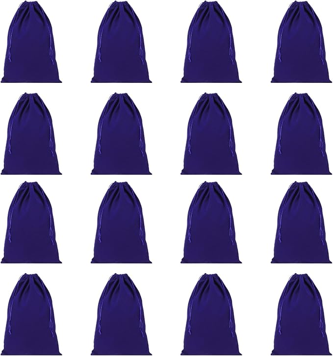 PATIKIL Shoe Dust Bag, 16 Pack Duster Flannel Shoes Pouch with Drawstring Washable Breathable Travel Shoe Bags for Home Luggage Storage, 12x17" Deep Blue