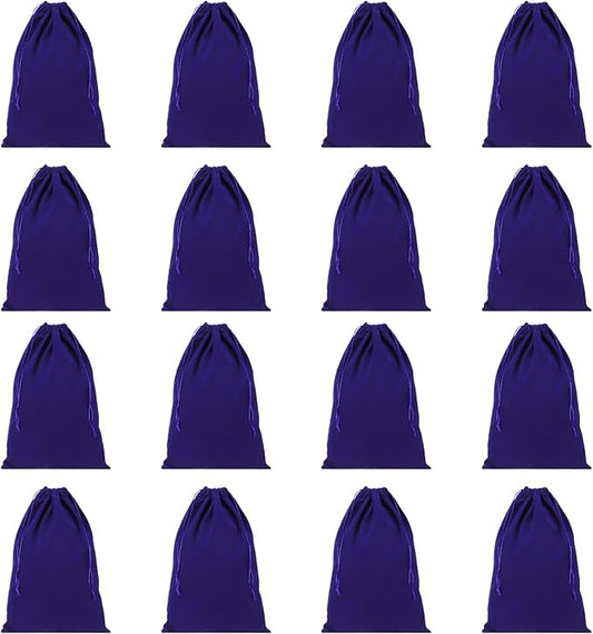 PATIKIL Shoe Dust Bag, 16 Pack Duster Flannel Shoes Pouch with Drawstring Washable Breathable Travel Shoe Bags for Home Luggage Storage, 12x17" Deep Blue