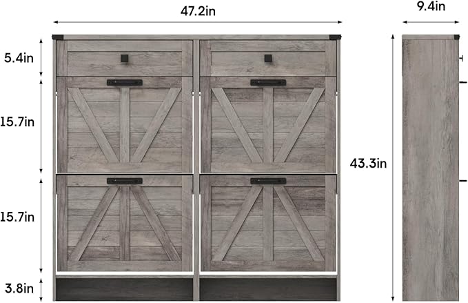 Shoe Cabinet with 4 Flip Drawers & 2 Drawers,Farmhouse Shoe Storage Cabinet for Entryway,Slim Freestanding Organizer Rack for Front Door Entrance,Grey