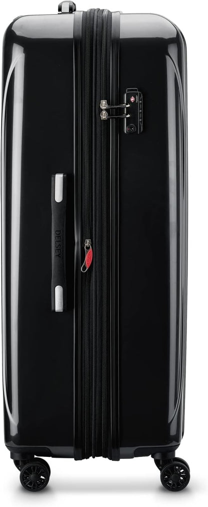 DELSEY PARIS Helium Aero Hardside Expandable Luggage with Spinner Wheels, Black, Checked-Large 28 Inch