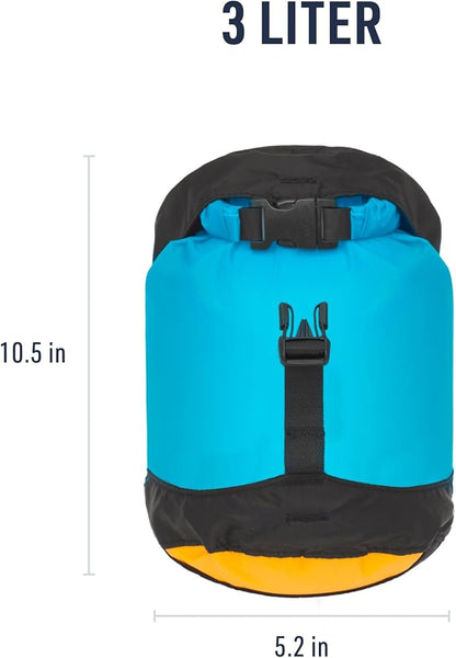 Sea to Summit eVac Ultra-Lightweight Compression Dry Bag, Waterproof Dry Storage, 3 Liter, Atoll Blue