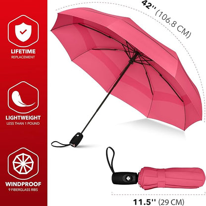 REPEL Windproof Travel Umbrella - Compact & Withstands Winds up to 85MPH , Strongest Premium Auto Folding Umbrella for Rain and Sun - Durable, Light & Portable for Women & Men , Fits Backpack & Cars