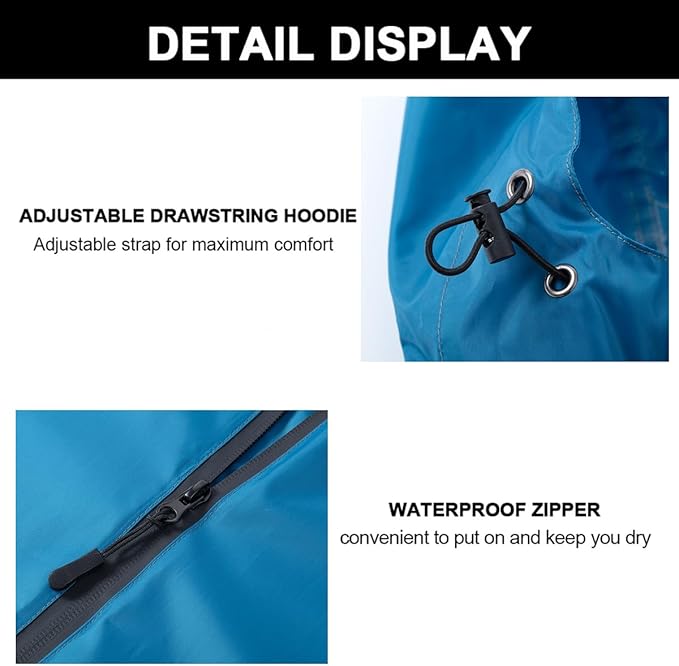 Fashion Hooded Rain Poncho Waterproof Raincoat Jacket with pocket for Women/Men/Adult