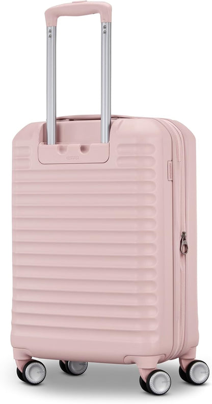 American Tourister Stratum 3.0 Carry-On Spinner, Airline Approved, Durable Hardside Luggage, Expands 1.5", RightHeight™ Adjustable Handle, Pink Blush