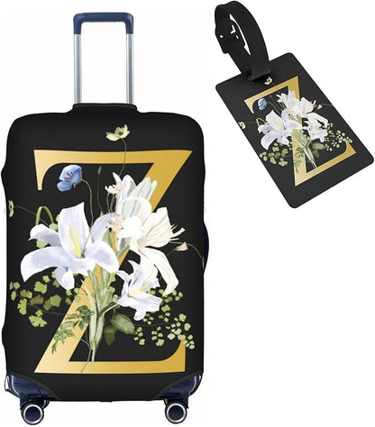 Decorative Z Suitcase Protectors Elastic Washable Luggage Covers With Concealed Zippers For 18-32 Inch Luggage (Size L: Fits 25-28 Inch)