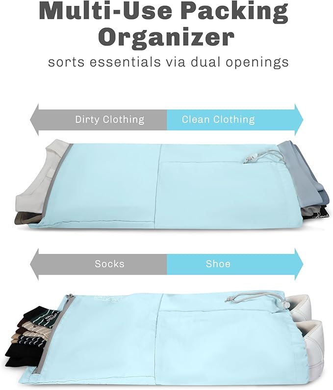 Hynes Eagle 6 Set/ 4 Set/ 2 Set Compression Packing Cubes Travel Essentials Lightweight Nylon Luggage Suitcase Organizer Bag Light Blue 4PCS
