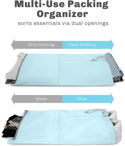 Hynes Eagle 6 Set/ 4 Set/ 2 Set Compression Packing Cubes Travel Essentials Lightweight Nylon Luggage Suitcase Organizer Bag Light Blue 4PCS
