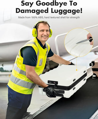 Lekesky 16 Inch Underseat Carry On Luggage Airline Approved, Small Hard Shell Suitcase with TSA Lock Spinner Wheels, Lightweight Personal Item Carry-On for Travel, Beige