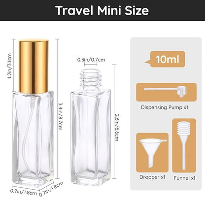Segbeauty Perfume Travel Refillable, 5pcs 0.34 oz Portable Perfume Bottle, Empty Glass Sprayer Perfume Replacement Bottles for Travel Scent Toiletries Pump Bottle