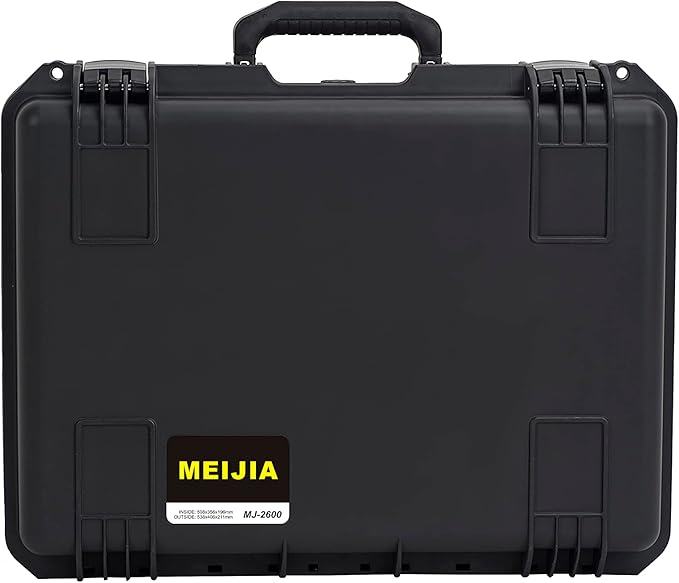 MEIJIA Portable Premium Waterproof Hard Compact Compact Case with customizable fit foam,Lightweight and Strong Design,21.2"x16.0"x8.3",Elegant Black