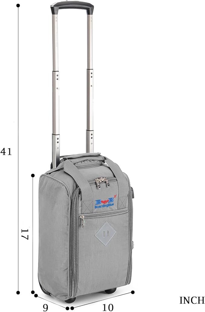 Boardingblue 17x10x9 Inches United Airlines Rolling Personal Item Under Seat Duffle Bag Luggage Suitable For Major Airlines Including Spirit and Frontier.